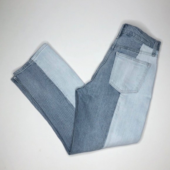 New Gap Two Tone Denim Crop Straight Leg Jeans - Picture 6 of 8